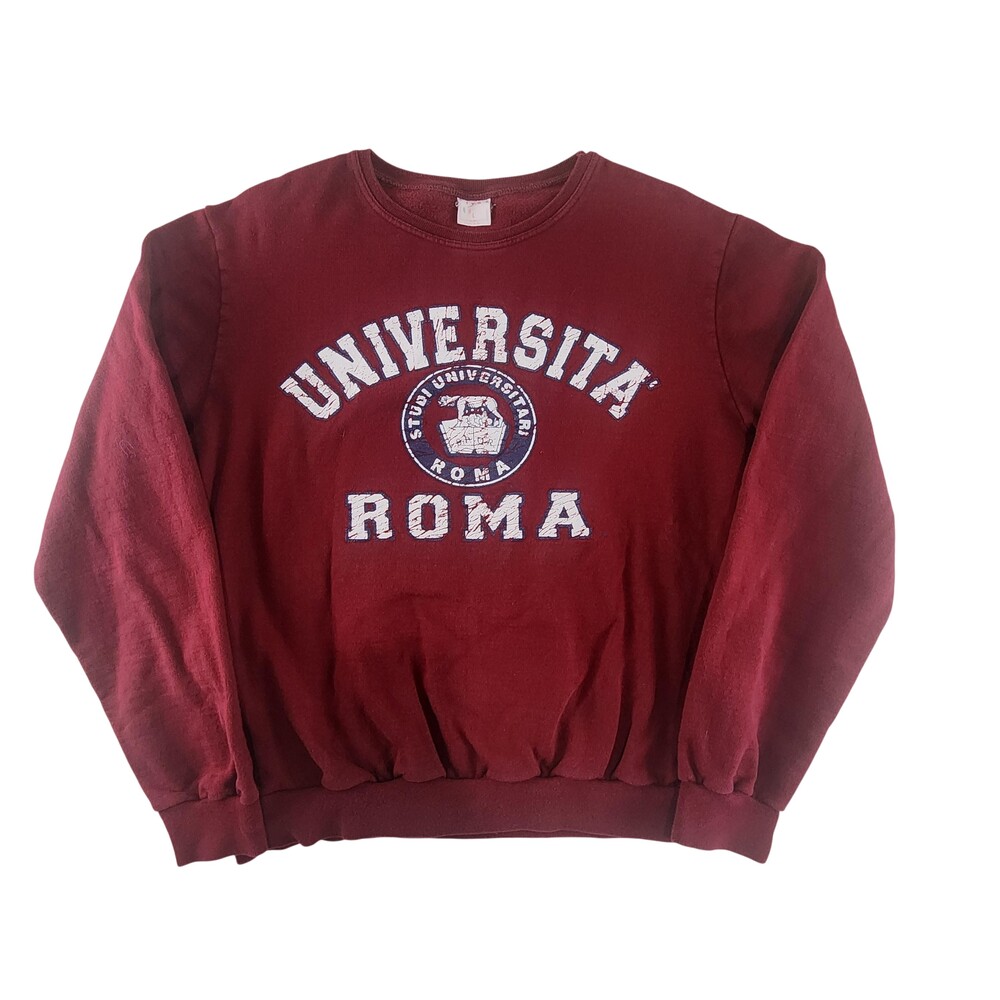 I.T.S Sweatshirt Mens Large Red Universita Roma Fleece Italian University